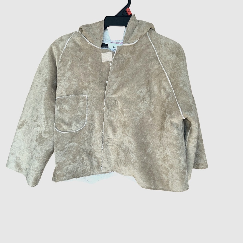 FAUX SUADE JACKET SZ: 3T W/ HOOD VELCRO CLOSURE